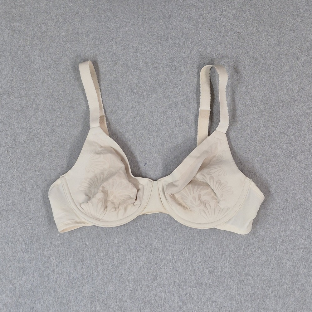 Bali Women Bra 36B Beige Floral 6563B563 T Shirt Underwired Strap READ